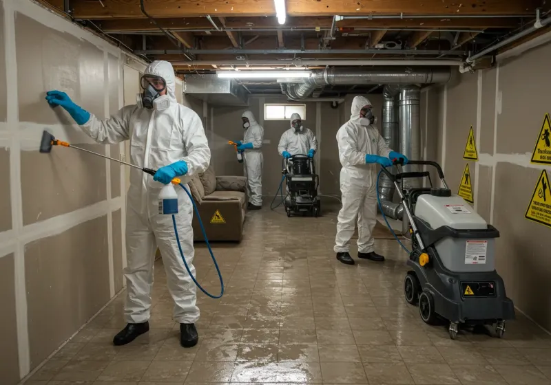 Basement Moisture Removal and Structural Drying process in Highland Village, TX